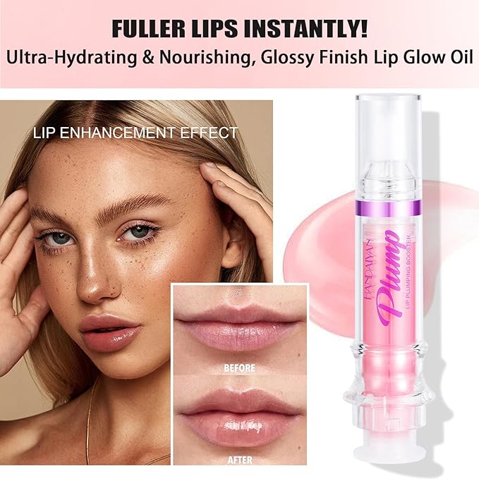 Glossy Finish Lip Glow Oil,Lip Plumping Booster Plump,Hydrating, Volumizes & High-Shine Lip Plumping Mirror Lip Glaze Lip Makeup,Lip Enhancer for Fuller, Lip Mask, Hydrating& Reduce Fine Lines (001#)-VivaGrace Women