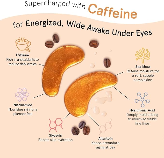 grace & stella Caffeine Under Eye Patches - Awakening Eye Patches for Puffy Eyes and Dark Circles - Under Eye Mask Patches with Niacinamide & Hyaluronic Acid - Vegan, Cruelty-Free (Bronze, 48 Pairs)-VivaGrace Women