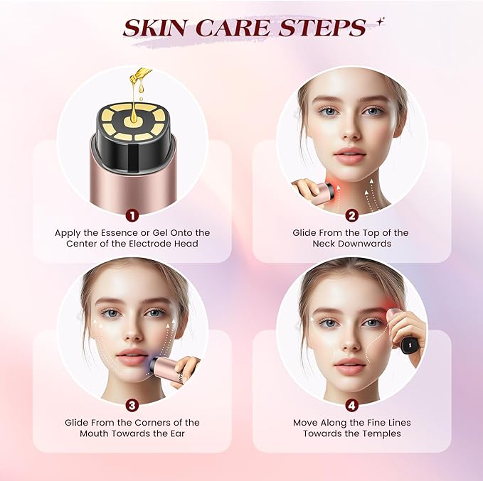 Microcurrent Facial Device, 3 Modes Red Light Therapy for Face and Neck, Skin Care Facial Massager Perfect Gifts for Women Men(Gold)-VivaGrace Women