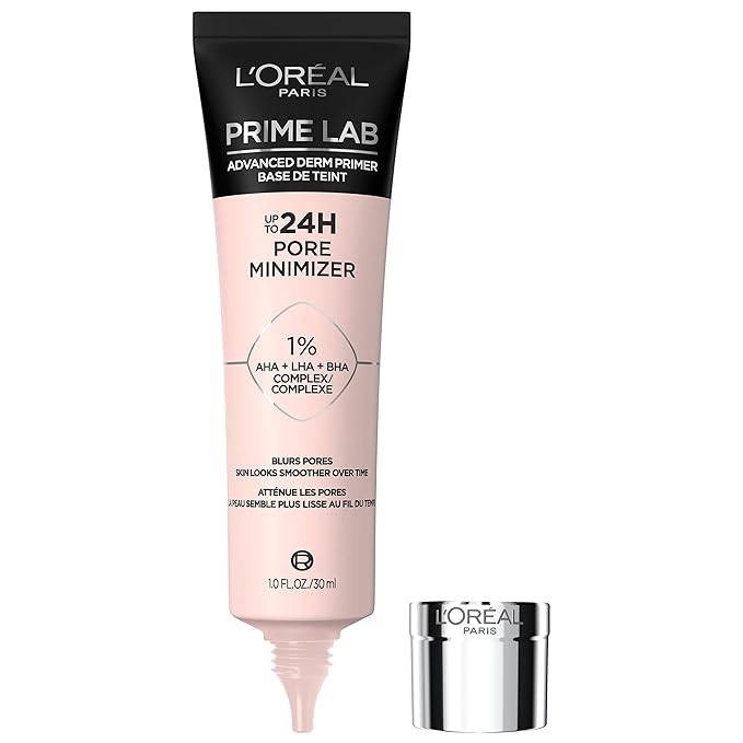 L'Oreal Paris Prime Lab Up to 24H Pore Minimizer Face Primer Infused with AHA, LHA, BHA Complex to Smooth and Extend Makeup Wear, 1.01 Fl Oz-VivaGrace Women