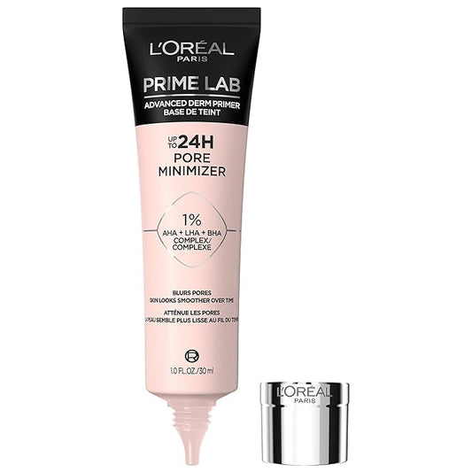 L'Oreal Paris Prime Lab Up to 24H Pore Minimizer Face Primer Infused with AHA, LHA, BHA Complex to Smooth and Extend Makeup Wear, 1.01 Fl Oz-VivaGrace Women