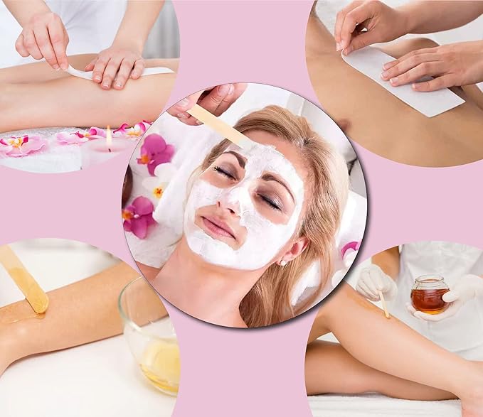 Mibly 4 Style 400 Pcs Assorted Wooden Wax Sticks for Body Legs Face and Small Medium Large Sizes Eyebrow Waxing Applicator Spatulas for (400 Piece Set)-VivaGrace Women