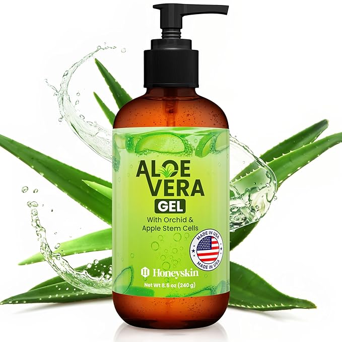 Honeyskin Soothing Aloe Vera Gel Made in the USA with Natural Ingredients - Give Yourself Relief From Sunburn and Dry Skin During the Hot Summer Days (8 Fl Oz)-VivaGrace Women