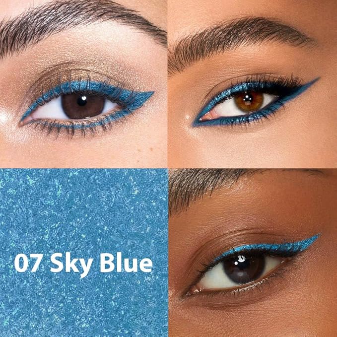 evpct 2Pcs Blue & Green Color Gel Glitter Eyeliner Pencils Set for Women Waterline Waterproof Smudge Proof lapiz de ojos delineador de ojos contra el agua Eye Liner Makeup
