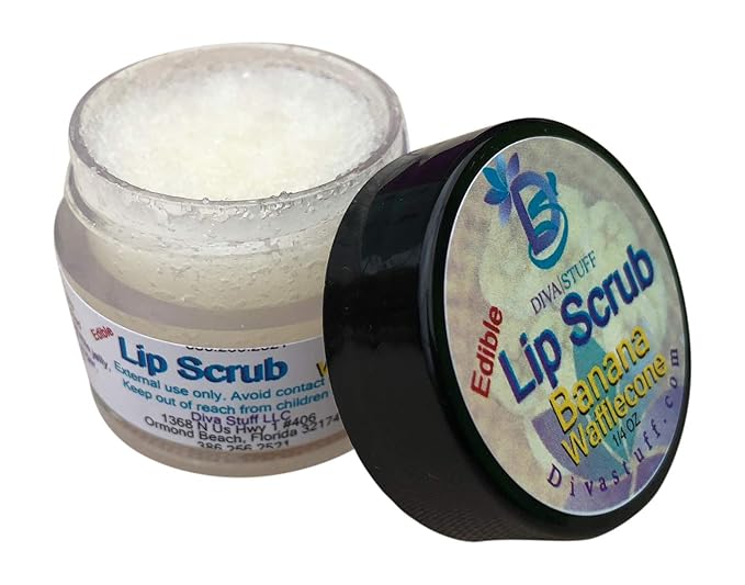 Diva Stuff Ultra Hydrating Lip Scrub for Soft Lips, Gentle Exfoliation, Moisturizer & Conditioner, Banana Wafflecone – ¼ oz (Made in the USA)-VivaGrace Women