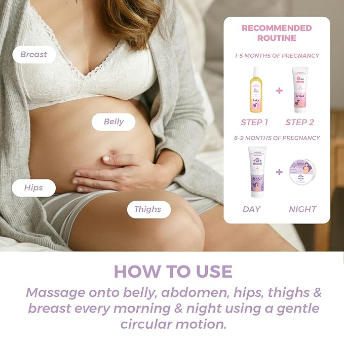 Leska Pregnancy Stages A & B Set | Belly Lotion, Belly Oil, Stretch Mark Defense Cream & Belly Butter | Pregnant Mom Months 1-9 | Part of Complete 3-Part Pregnancy Skincare System (Set of 4, 4-4.93oz)-VivaGrace Women