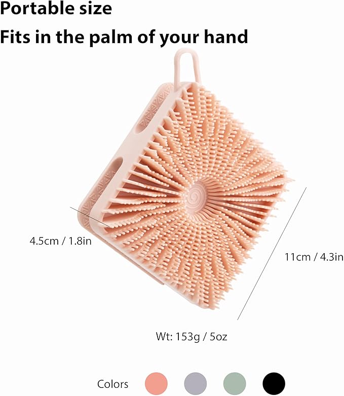 2 PC Silicone Exfoliating Body Scrubber, Silicone Body Shampoo Brush, Soft Silicone Loofah for Sensitive Skin, Shower Silicone Hair Scalp Massager, Easy to Clean, Lather Well(Gray&Pink)-VivaGrace Women