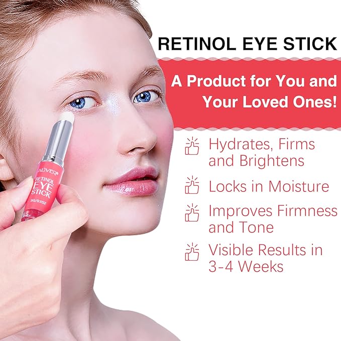 Retinol Eye Stick, Retinol Eye Cream for Dark Circles and Puffiness, Under Eye Cream, Eye Brightener Stick, Reduce Wrinkles Fine Lines and Bags under Eyes Brighte Hydrate & Firm Eyes-VivaGrace Women