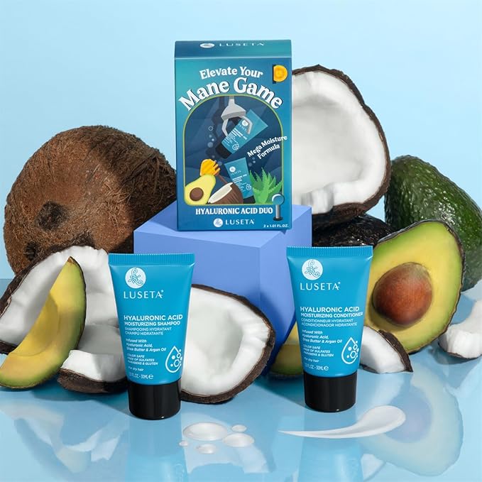 Luseta Hyaluronic Acid Moisturizing Shampoo & Conditioner Set for Dry and Damaged Hair, Sulfate Free Shampoo and Conditioner for Women Infused with Argan Oil and Shea Butter Paraben-Free 2 x 1.01oz-VivaGrace Women