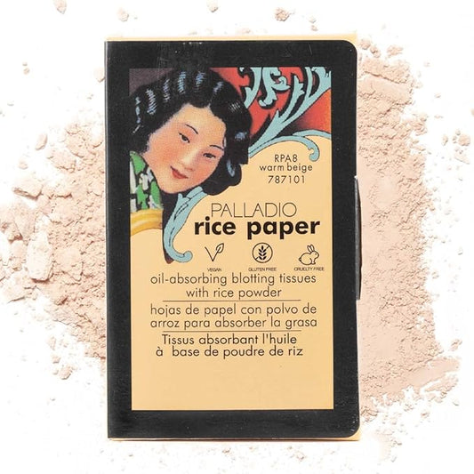 Palladio Rice Paper Facial Tissues for Oily Skin, Face Blotting Sheets Made from Natural Rice, Oil Absorbing Paper with Rice Powder, 2 Sided, Instant Results, Warm Beige, 40 Count, Pack of 1-VivaGrace Women