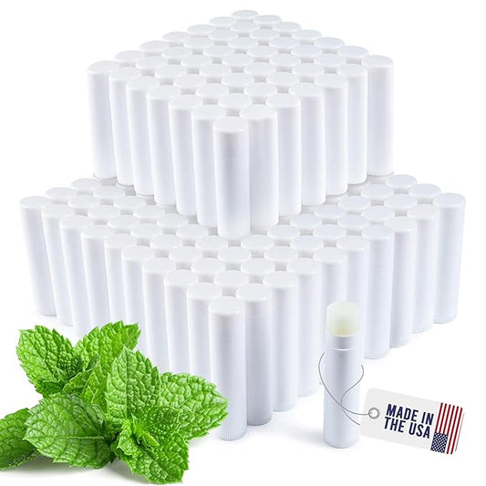 Lip Balm Bulk Unlabeled - Made in USA Bulk Chapstick - Natural Ingredients Vitamin E Shea Butter - Custom Chapstick Bulk For Party & Wedding Favors (150 Count, Peppermint)-VivaGrace Women