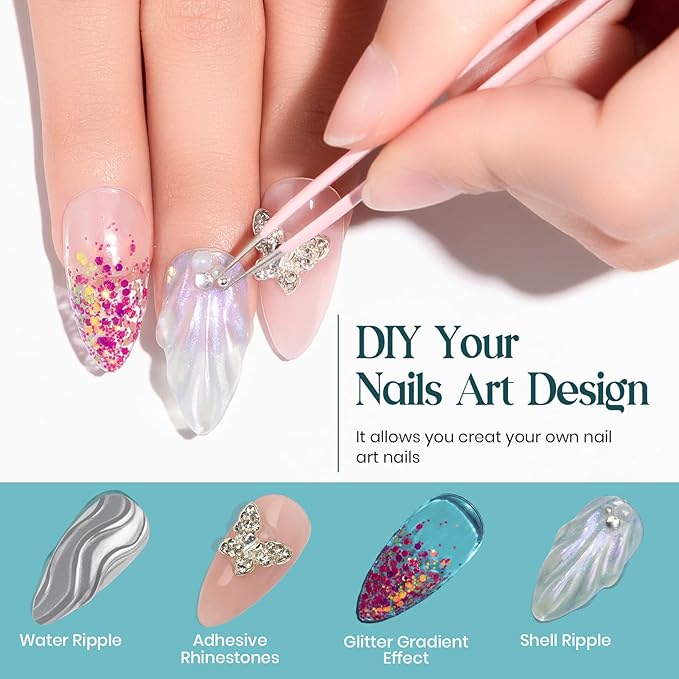 MIZHSE Builder Gel For Nails - 60g Clear Hard Gels Builder Nail Gels For Extension Gel Nails Strengthen Nail Art Manicure Kit With 100pcs Dual Forms And Brush-VivaGrace Women