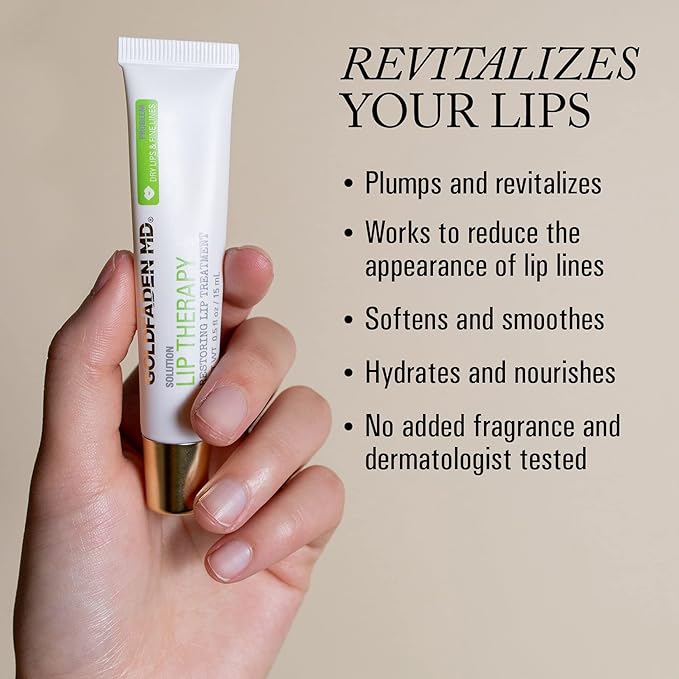 Goldfaden MD Lip Therapy | Restoring Lip Treatment | w/Peptides, Hyaluronic Acid, Fruit Berry Wax, Borage Oil, Rose Hip Oil & Vitamin E | Nourishes, Hydrates & Plumps Appearance 0.5 ﬂ oz / 15 mL-VivaGrace Women
