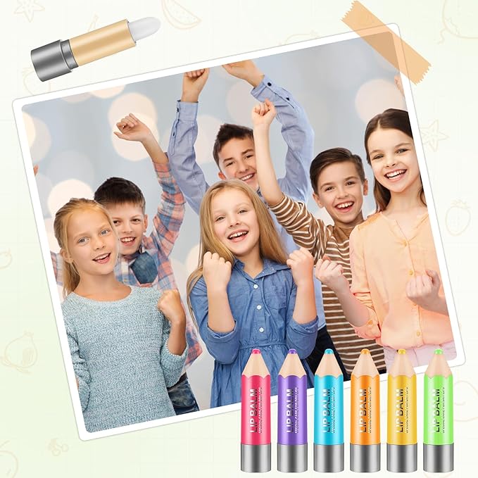 48 Pcs Lip Balms Gift Crayon Sign Fruit Taste Lip Balm for Teachers Students Soothing and Moisturizing Lip Balms for Chapped Lip Crayon Shape Classroom Rewards Party Supplies-VivaGrace Women