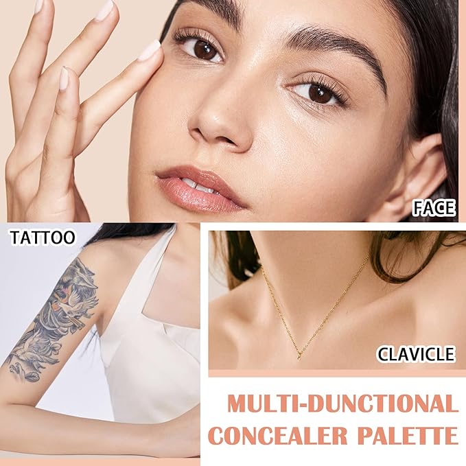 15 Colors Correcting Concealer Contour Palette,Cream Contour Makeup Palette with Brush,Contouring Liquid Foundation Concealer Palette Highlighting Makeup Kit for Conceals Dark Circles,Blemish-VivaGrace Women