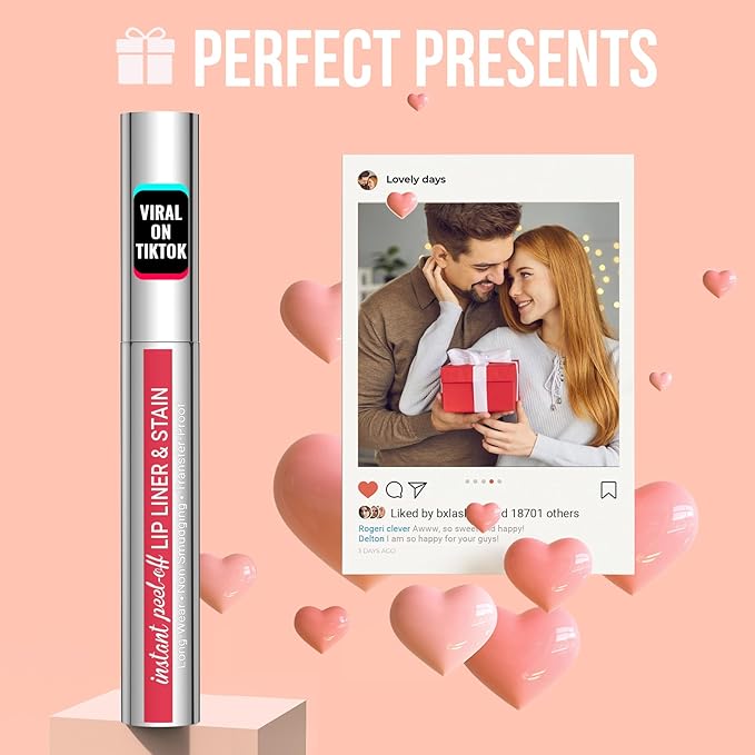iMethod Lip Stain - Lip Liner Stain, Peel Off Lip Stain with Tweezer, Natural Long Lasting, Waterproof, Easy to Use, Stay On All Day, Rose-VivaGrace Women