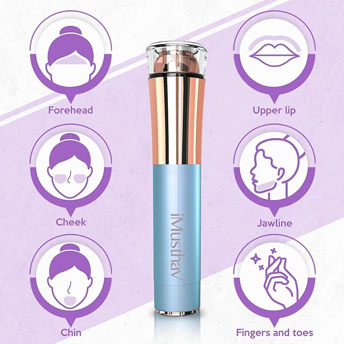 Portable Flawless Facial Hair Remover for Women – Painless, Fast & Precise Flawless Electric Razor & Epilator for Face, Lips, Chin Hair Removal – 18K Gold-Plated, 360° LED Light-VivaGrace Women