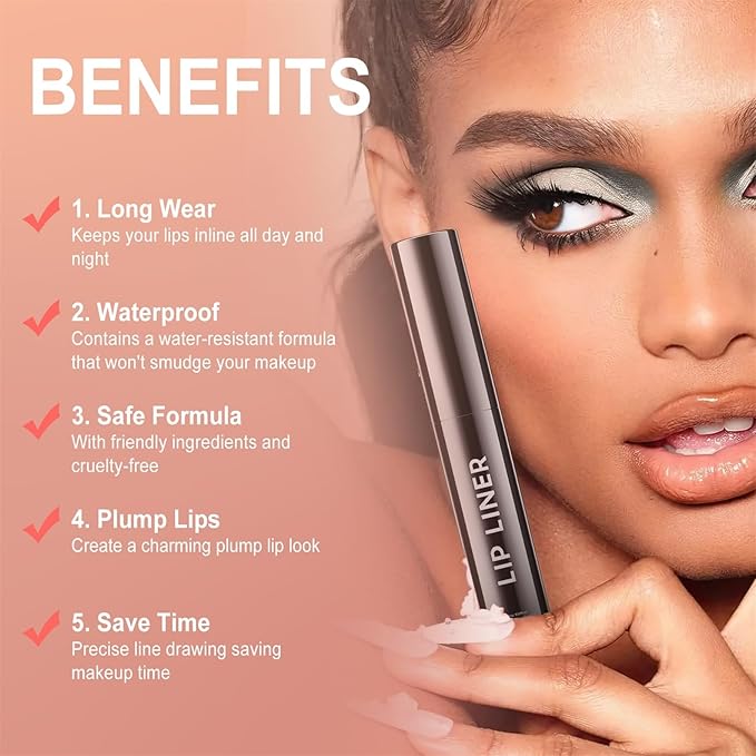 OETUIOW Lip Stain, Lip Liner, Waterproof Moisturizing Long-Lasting, Non-Stick Cup for Women All Skin Types, Black Color-VivaGrace Women