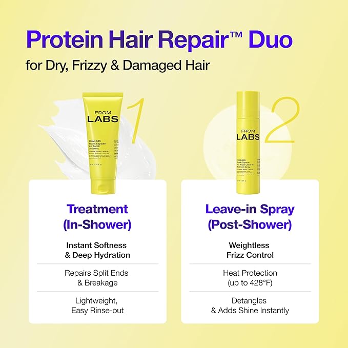 Protein Capsule Hair Repair Treatment, 3-Minute Keratin Hair Mask & Deep Conditioner for Damaged, Repair & Strengthen, Instant Detangling, Anti-Frizz, Low-pH, Fine-Hair Safe, 6.76 fl oz-VivaGrace Women