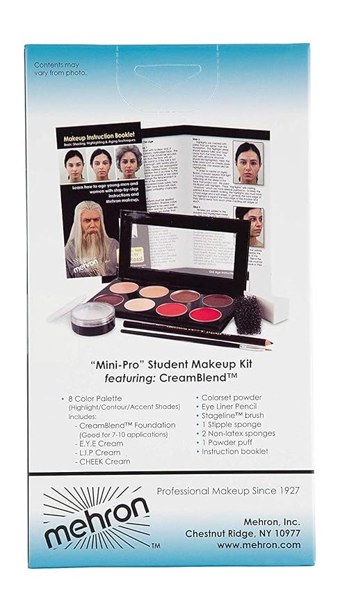 Mehron Makeup Mini-Pro Student Makeup Educational Kit (Medium/Olive)-VivaGrace Women