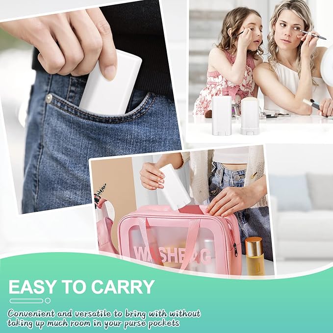 15ml Travel Deodorant Containers,Top-Fill,Empty Plastic Oval Lip Balm Tubes for Chapstick,Lip Balm,Lotion Bar Sticks,Salve,Homemade Solid Lotion,Sample Size Deodorant-30 Pack,White-VivaGrace Women