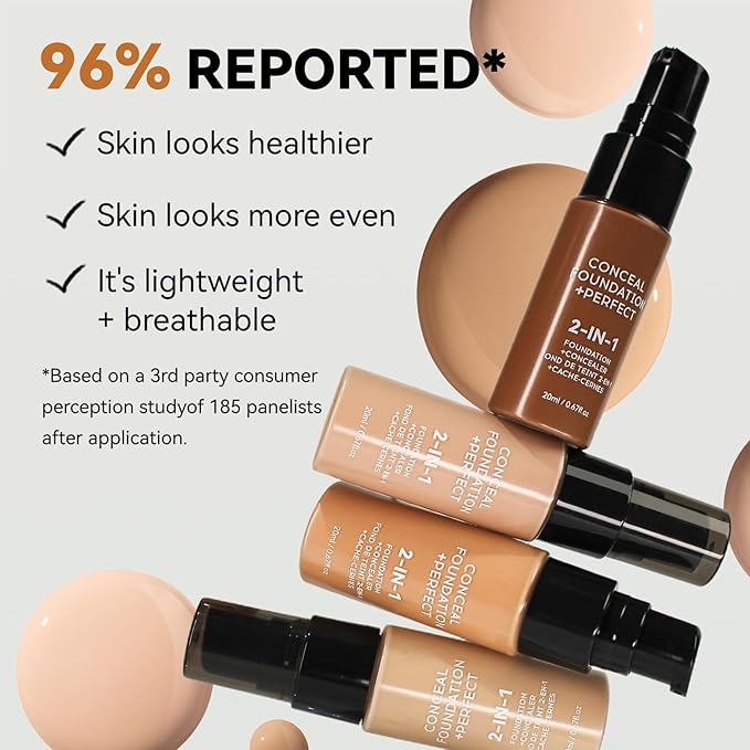 Concealer Full Coverage Foundation for Mature Skin,Oil Control Matte 2 in 1 Concealer liquid Foundation Makeup Waterproof Base De Maquillaje Alta Cobertura-01 Sand-VivaGrace Women