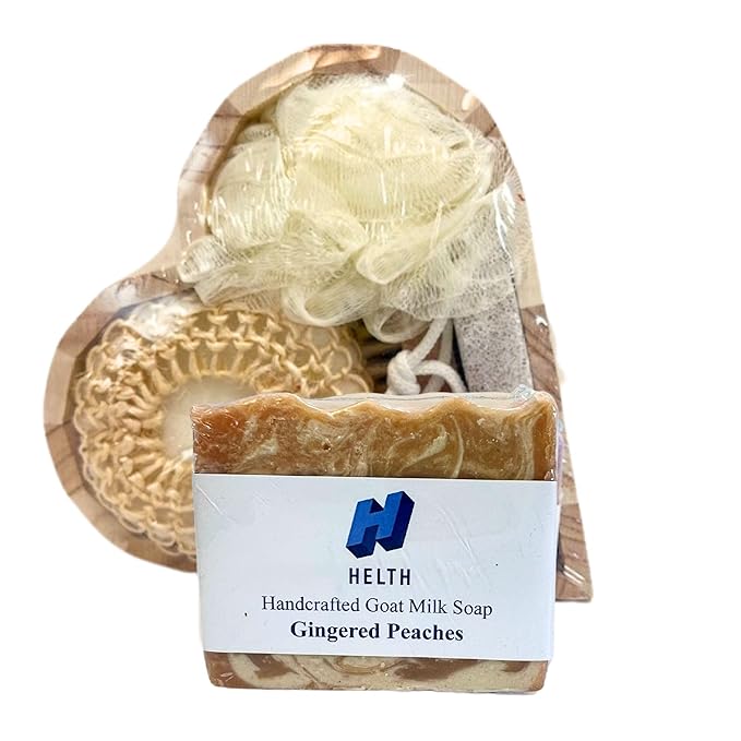 Spa Kit Birthday Box with Loofah Body Brush Gingered Peaches Goat Milk Soap, Orange-VivaGrace Women