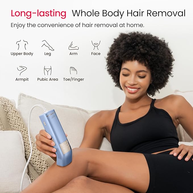 IPL Laser Hair Removal for Women and Men, 2 Lights, 2℃, 16.6 cm² Sapphire Ice Cooling for Sensitive Skin, 4-Pulse Mode for Ingrown Hair, Bikini, Face, Body Permanent Epilator Home Hair Removal Device-VivaGrace Women