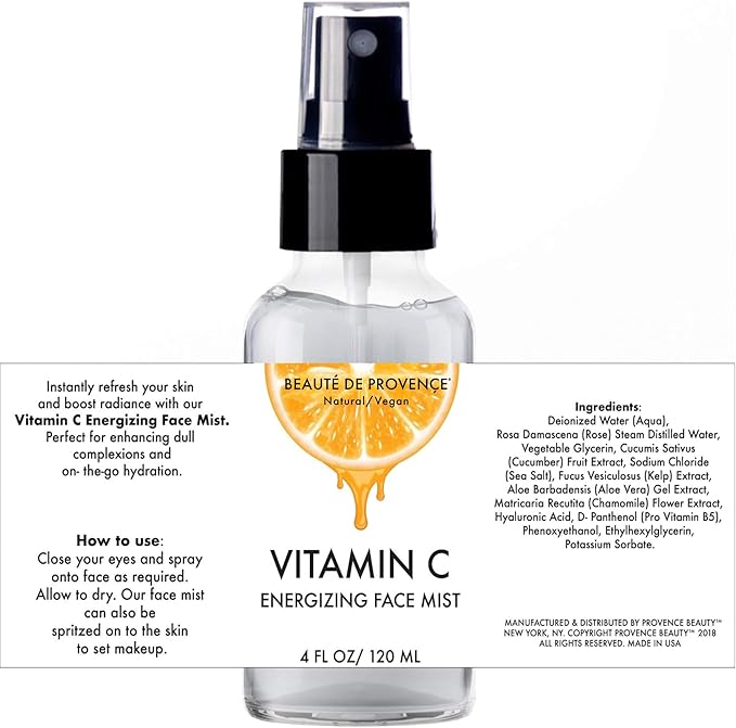Vitamin-C Face Mist & Setting Spray for All Skin Types - Hyaluronic Acid, Aloe Vera & Rose Water - Skin Brightening, Anti-Aging, Moisturizing, Pore Minimizing - 4 Fl Oz-VivaGrace Women