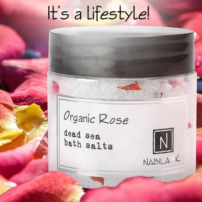 Organic Rose Bath Salts by Nabila K - Dead Sea Salt & Epsom Salt Scrub & Soak - Exfoliates & Hydrates Skin, Botanical Essential Oils - Bubble Bath Accessories for All Skins Types, 2 oz-VivaGrace Women