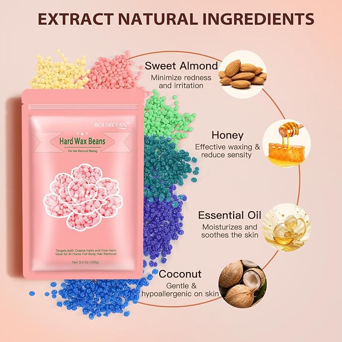 Hard Wax Beads 2.2 lbs, 10 Pack Variety Wax Beans for Hair Removal, Sensitive Skin, Ideal for Face, Eyebrows, Bikini, Underarms, Legs, Brazilian Waxing and Full Body-VivaGrace Women
