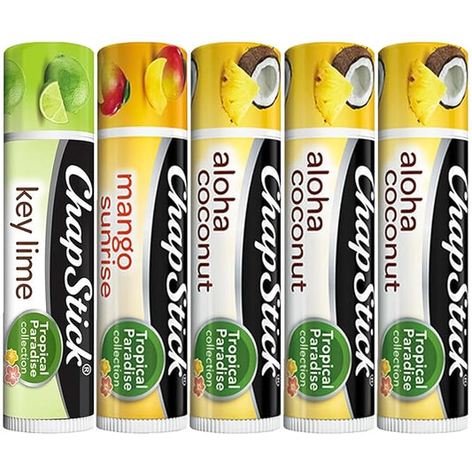 ChapStick Lip Care Bundle – Tropical Paradise Collection with Mango Sunrise, Key Lime, and Aloha Coconut Lip Balm, 0.15 Ea (5 Piece Set)-VivaGrace Women