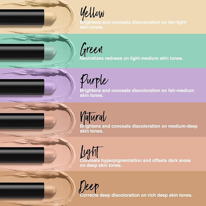 LANGMANNI Multi-Use Face Contour Stick,Highlighter & Concealer Stick, Combo Use For Correcting Color Balancing (#01+#02 Yellow+Green)-VivaGrace Women