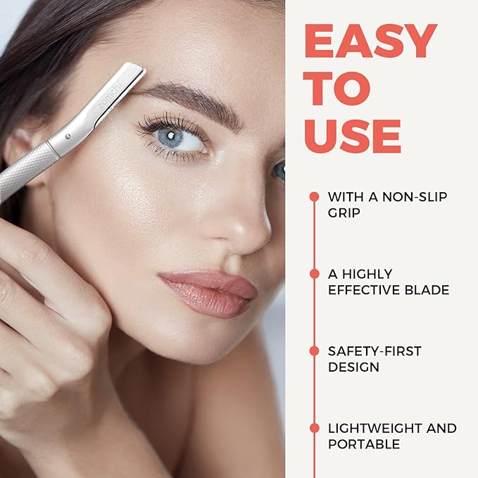 ZOMCHI Eyebrow Razor, Face Razors for Women&Men, Eyebrow Trimmer Shaper with Precision Cover,Facial Shaver with 6 Blades (Silver)-VivaGrace Women