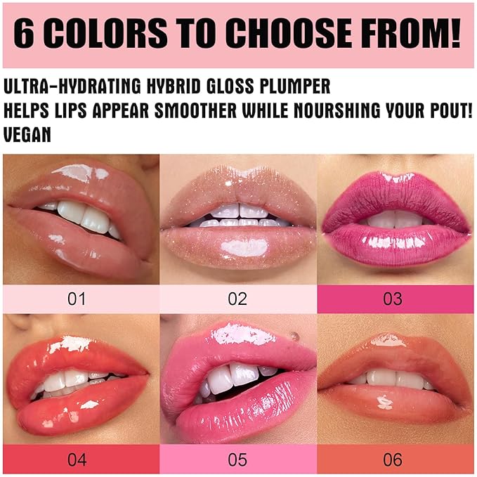Glossy Finish Lip Glow Oil,Lip Plumping Booster Plump,Hydrating, Volumizes & High-Shine Lip Plumping Mirror Lip Glaze Lip Makeup,Lip Enhancer for Fuller, Lip Mask, Hydrating& Reduce Fine Lines (001#)-VivaGrace Women