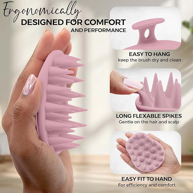 Fiora Naturals Scalp Massager Shampoo Brush - Silicon Scrubber & Exfoliator for Dandruff Removal and Hair Growth, Brush for Wet & Dry Hair, for Men, Women, Kids - BPA Free-VivaGrace Women