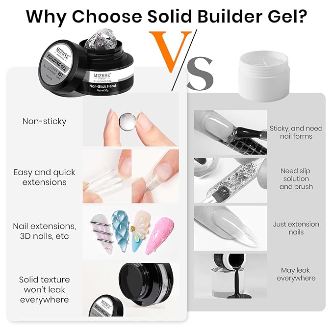MIZHSE 30g/1oz Solid Builder Gel for Nails and 15g 3D Painting Gel, Clear Hard Gels for Nails Sculpting Nails Art Soak Off U V LED Builder Salon Home DIY Manicure-VivaGrace Women