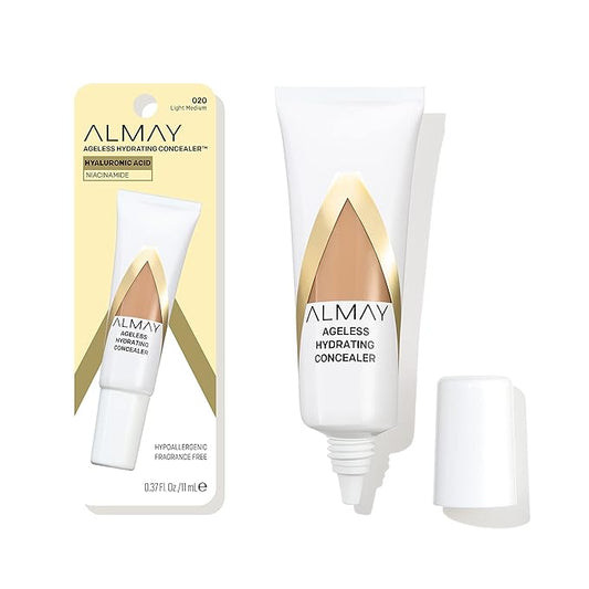 Almay Anti-Aging Concealer, Face Makeup with Hyaluronic Acid, Niacinamide, Vitamin C & E, Hypoallergenic, -Fragrance Free, 020 Light Medium, 0.37 Fl Oz (Pack of 1)-VivaGrace Women