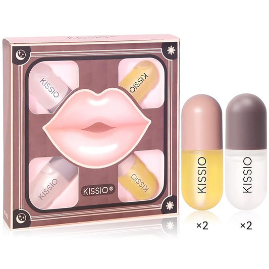 KISSIO Lip Plumper Set,Natural Lip Plumper and Lip Care,Lip Plumper Gloss,Lip Moisturizing,Day and Night Ues,4PCS Lip Plumper,Cruelty Free,5.5 ml*4-VivaGrace Women