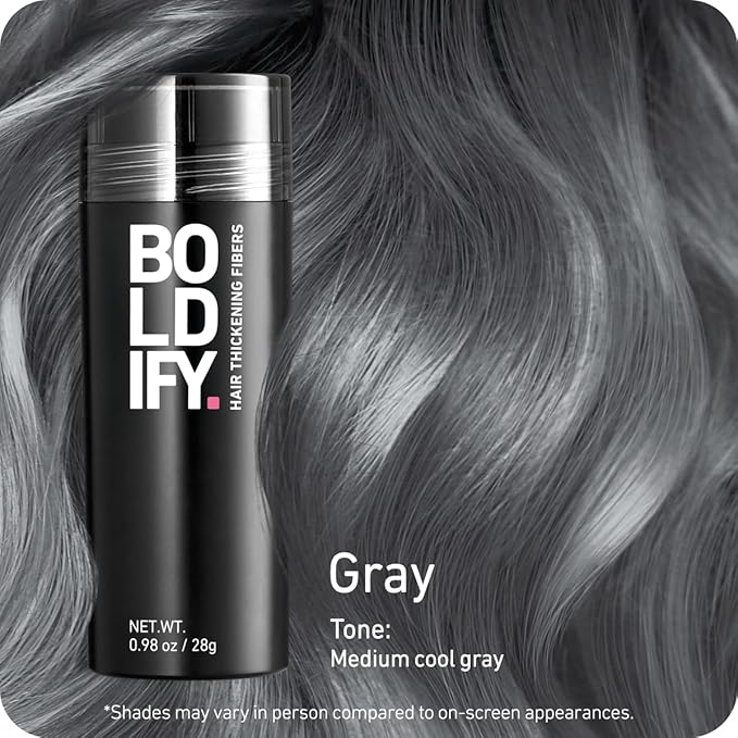 BOLDIFY Hair Fibers (28g) - Fill In Thinning and Fine Hair for an Instantly Fuller, Thicker Look - 14 Shades for Women & Men - Gray-VivaGrace Women