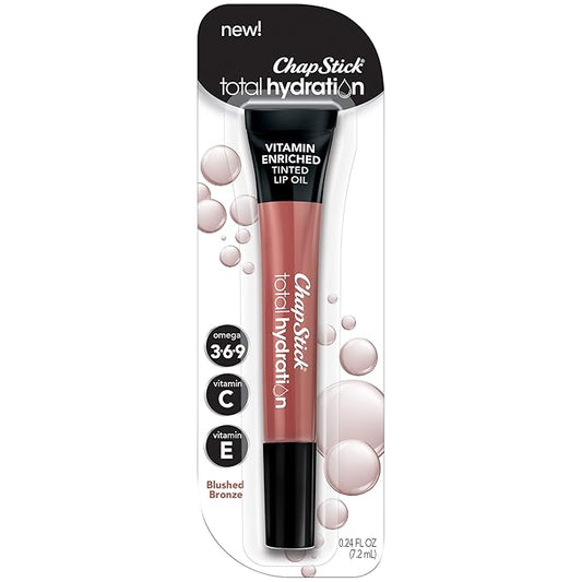 ChapStick Total Hydration Vitamin Enriched Blushed Bronze Tinted Lip Oil Tube, Lip Care - 0.24 Oz-VivaGrace Women