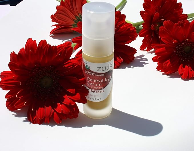 Zatik Naturals - Relieve Eye Serum with Pomegranate and Eyebright Antioxidant, USDA Certified Organic, Rekindle and Elevate Youthfulness Around Thin Areas of the Eyes, 1.0 fl oz, 30ml-VivaGrace Women