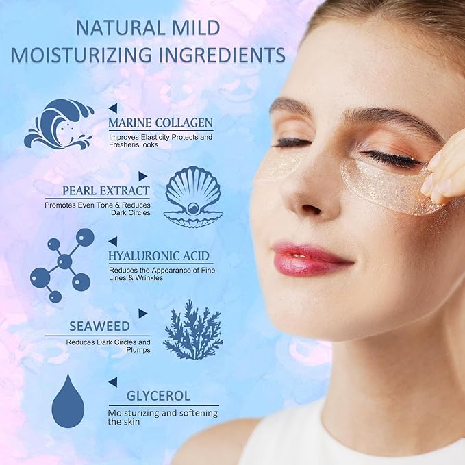 Under Eye Patches For Dark Circles, 12 Pairs Collagen Eye Patches, Natural Marine Collagen Under Eye Patches, Dark Circle Eye Patches, Undereye Mask For Dark Circles, Wrinkles & Eye Bags-VivaGrace Women