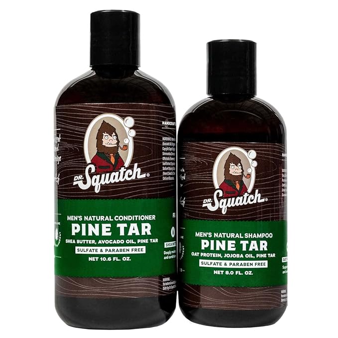Dr. Squatch Natural Hair Bundle for Men - Healthy, Full Looking Hair - Pine Tar Shampoo (8 fl oz), Pine Tar Conditioner (11.5 fl oz)-VivaGrace Women