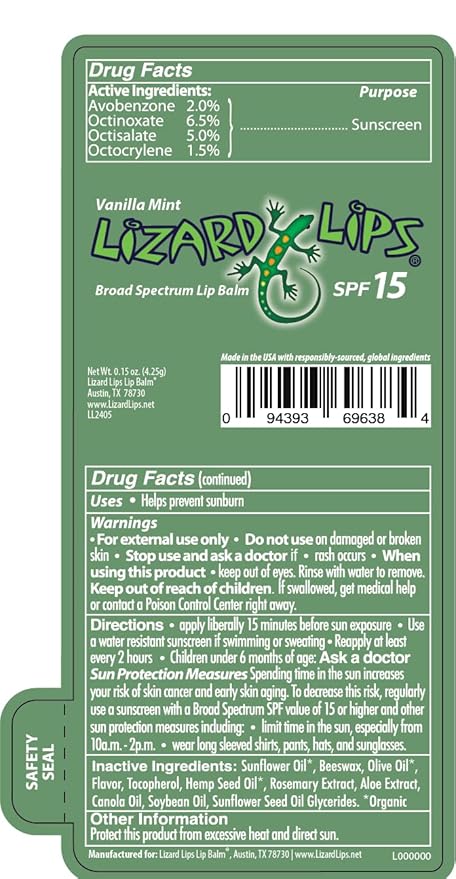 Lizard Lips SPF 15 Lip Balm (Vanilla Mint)-VivaGrace Women
