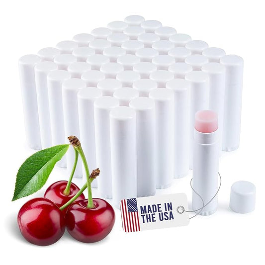 Lip Balm Bulk Unlabeled - Made in USA Bulk Chapstick - Natural Ingredients Vitamin E Shea Butter - Custom Chapstick Bulk For Party & Wedding Favors (50 Count, Cherry)-VivaGrace Women