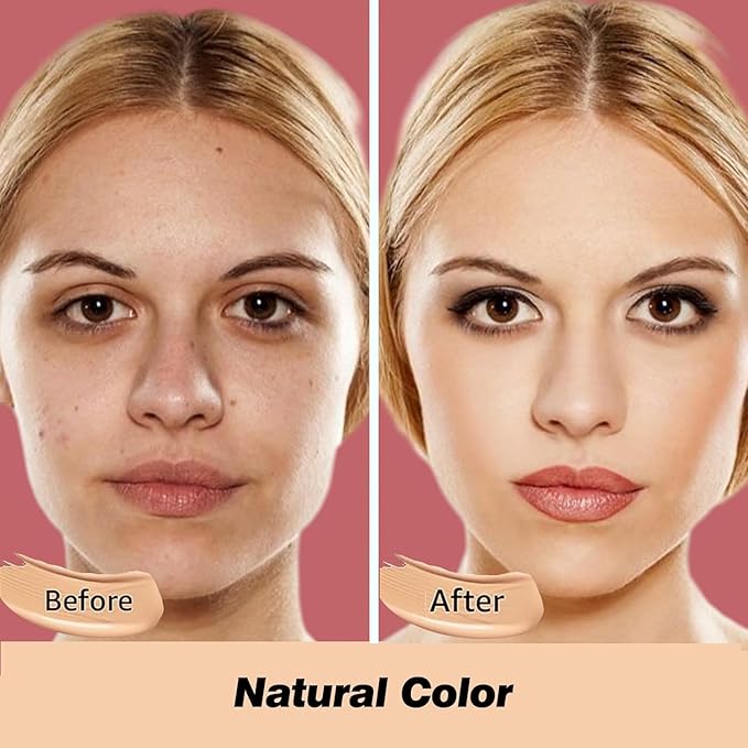Beauty Cream EXO TOO Foundation, Beauty Cream Makeup Base, Moisturizing, Long Lasting Matte Air Cushion CC Cream Concealer with Two Mushroom Head Sponges-VivaGrace Women