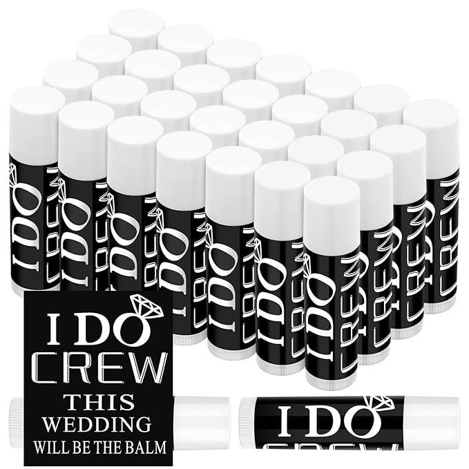 24 Pcs Bachelorette Lip Balm I Do Crew Wedding Party Gifts Bachelorette Lip Balm Gift Wedding Favors for Bachelorette Wedding Party Guest Supplies (Black with White)-VivaGrace Women