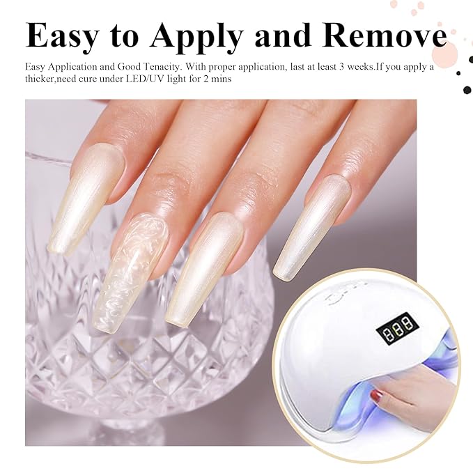 Imtiti Pearl Milky Gel Nail Polish, 15ml Light Creme Shimmer Glitter Soak Off LED Nail Gel Polish Nail Art Starter Manicure Salon DIY at Home 1 Pcs