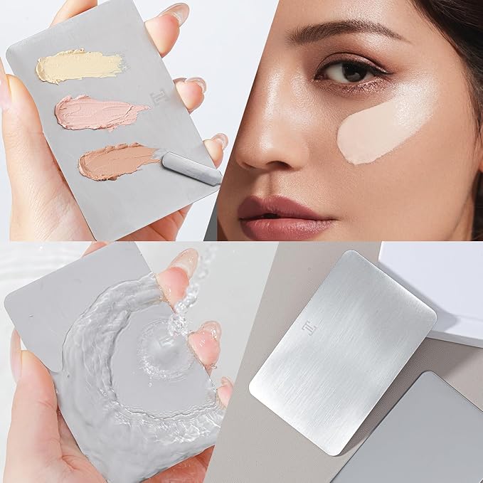 Foundation Makeup Spatula Mixing Makeup Palette Spatula Foundation Brush, Makeup Spatula and Palette Set, Spatula for Makeup Professional Makeup Tool(Foundation Bruh+Spatula+Palette)-VivaGrace Women